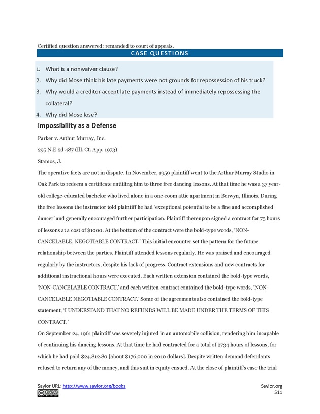 Business Law and the Legal Environment - Page 511